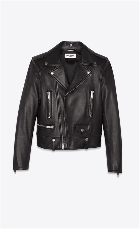 yves saint laurent black leather & 39|ysl leather jacket women's.